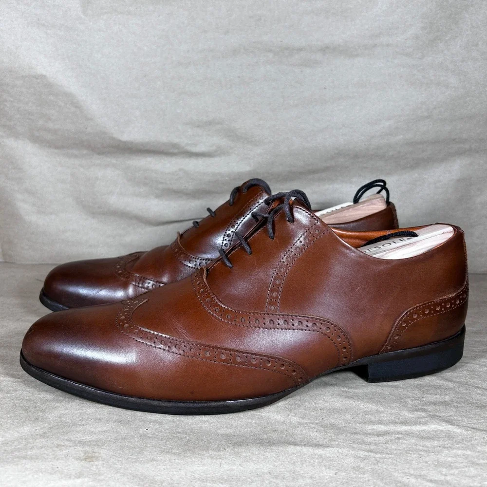 Wolf & Shepherd Men's Senna Oxford Size 12 Wingtip Broque Maple Honey Dress Shoe